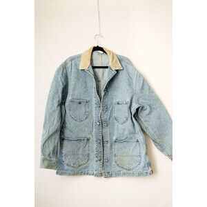 Vintage riveted Lee jean jacket corduroy collar trucker barn chore coat 90s work